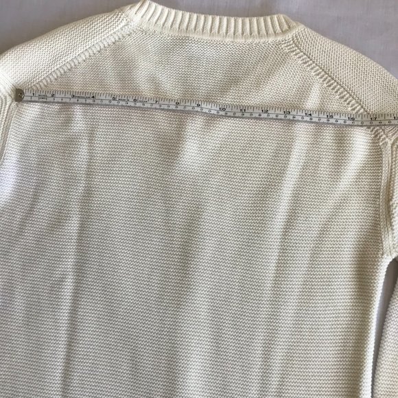 Everlane The Link-Stitch V-Neck Sweater Small Ivory Cream Bone Off White Cotton - Picture 13 of 14